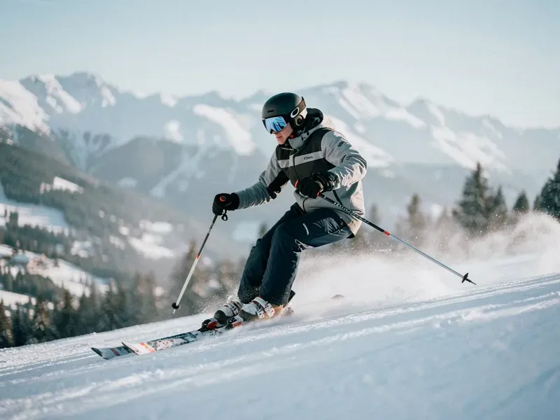 Person skiing to burn calories