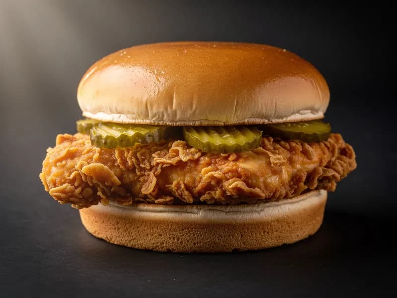 Chick-fil-A Chicken Sandwich with toasted buttered bun, breaded chicken breast (pressure-cooked), butter (on bun)