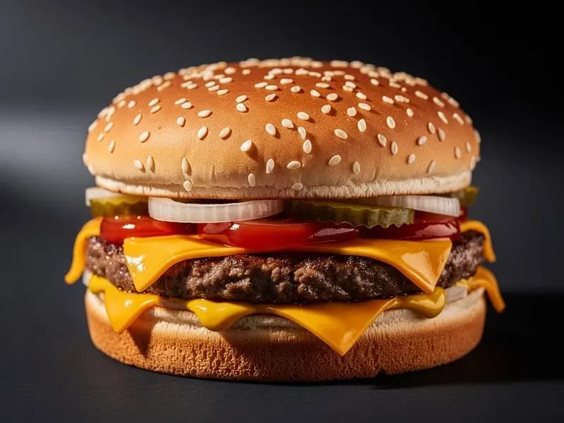 McDonald's Quarter Pounder with Cheese with sesame seed bun, beef patty (113g / 1/4 lb), american cheese (2 slices)