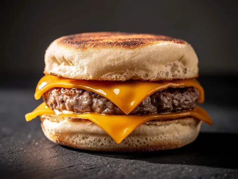 McDonald's Sausage McMuffin with toasted english muffin, sausage patty, american cheese (1 slice)