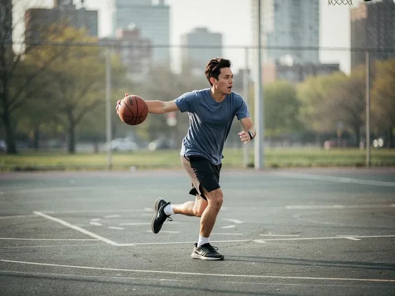 Person basketball to burn calories