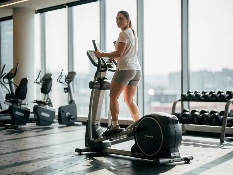 Person elliptical to burn calories