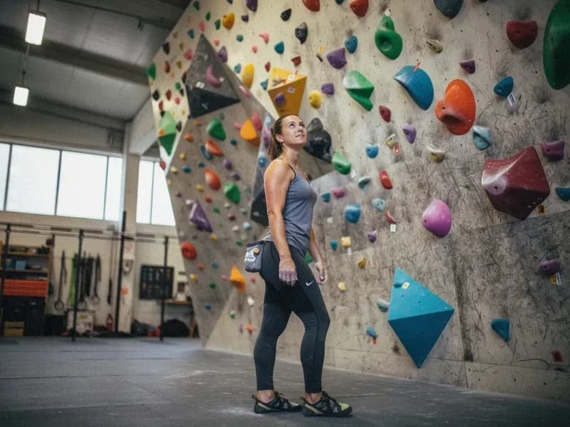 Person rock climbing to burn calories
