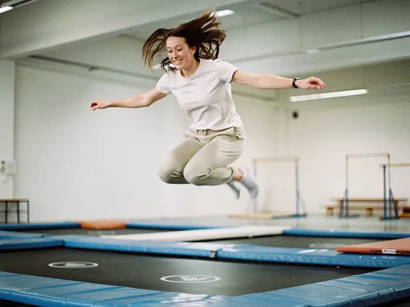 Person trampolining to burn calories