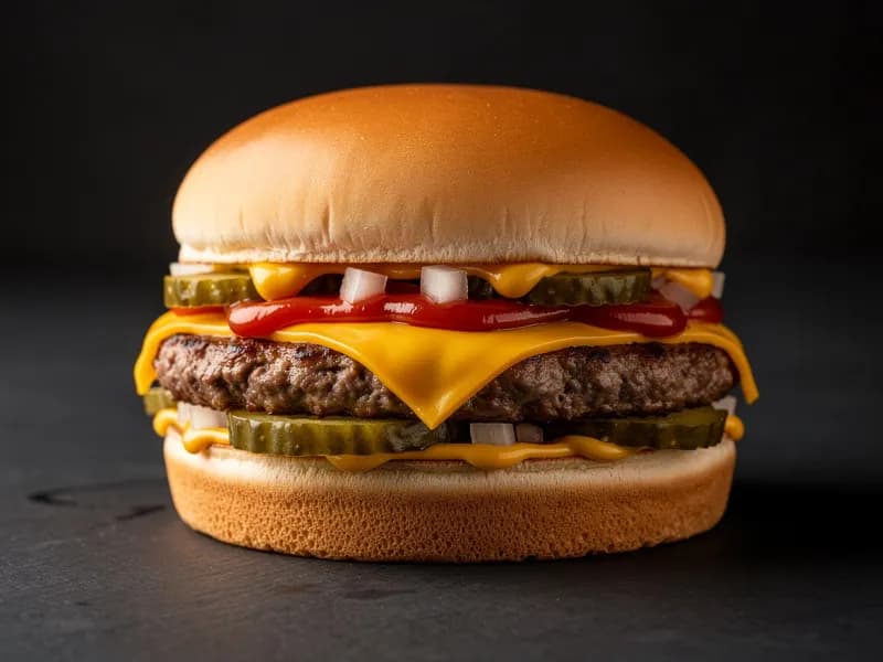 McDonald's Cheeseburger with regular bun, beef patty (45g / 1/10 lb), american cheese (1 slice)