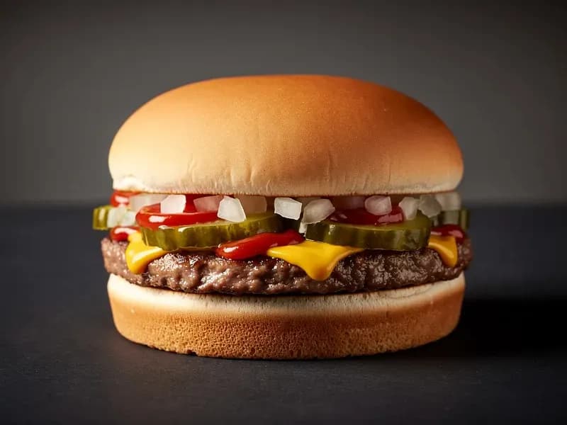 McDonald's Hamburger with regular bun, beef patty (45g / 1.6 oz), ketchup
