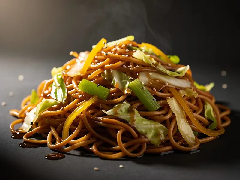 Panda Express Chow Mein with yakisoba noodles, stir-fry oil (soybean oil), cabbage