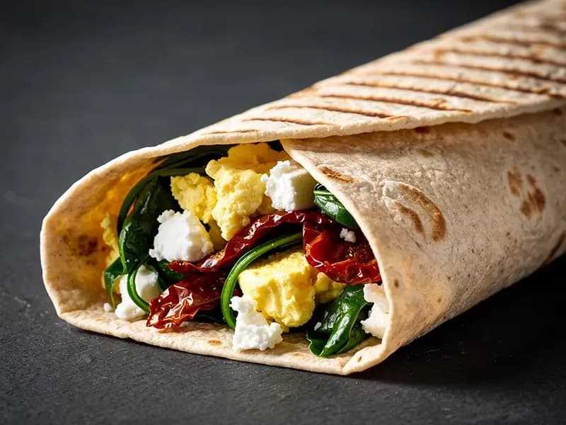 Starbucks Spinach, Feta & Egg White Wrap with whole wheat wrap tortilla, cage-free egg white frittata, baby spinach