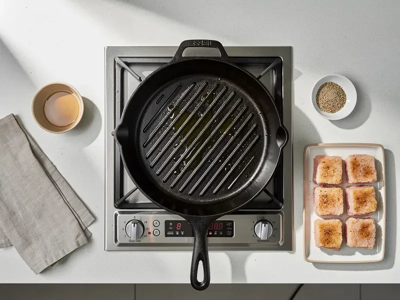 Step 4: Heat a grill pan or outdoor grill to medium-high heat. Lightly oil the grates to