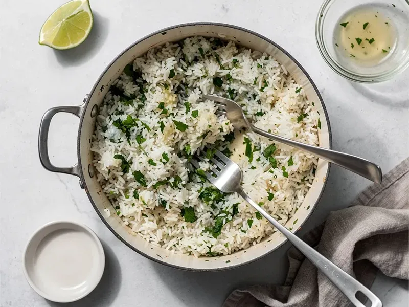 Step 2: Cook the white rice according to package directions. Once done, fold in 2 tbsp f