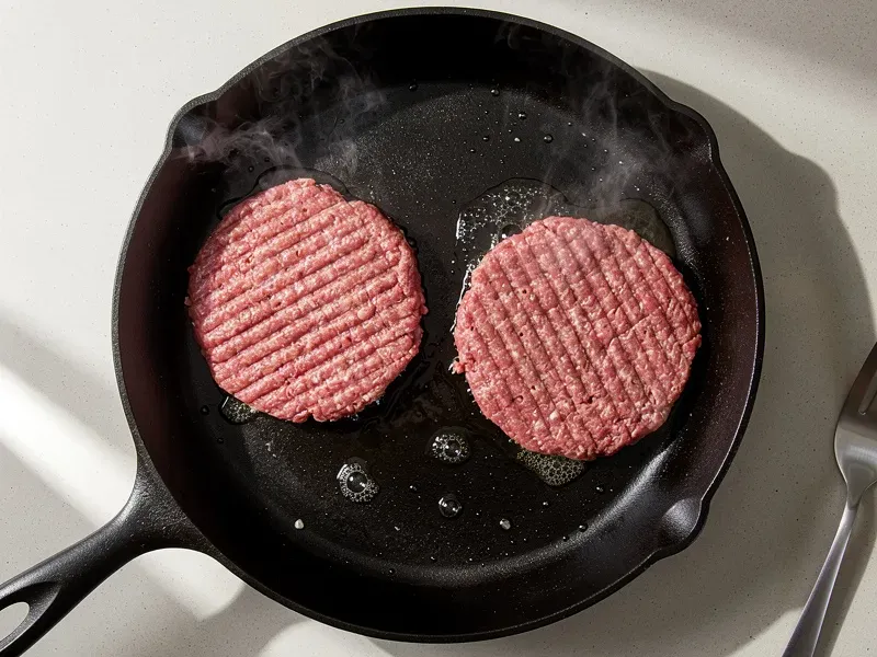 Step 1: Divide the ground beef into two equal portions. Form each into a loose ball and