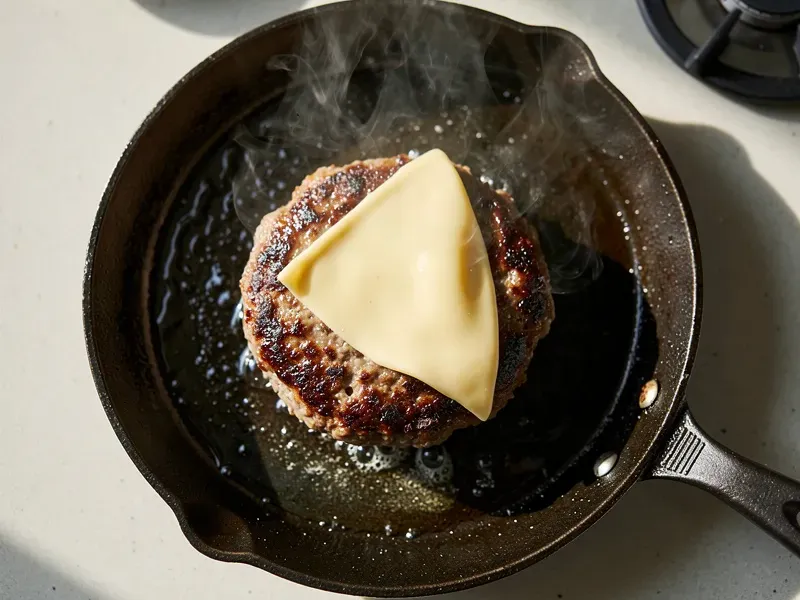 Step 3: Cook the patty on a hot griddle or cast iron skillet over high heat for 3-4 minu
