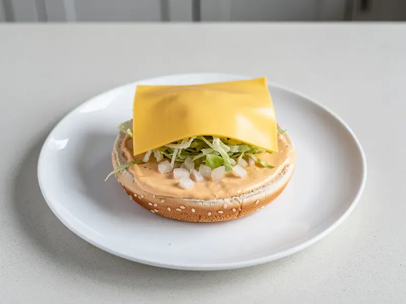 Step 4: Place the bottom bun on a plate. Spread about 1 tablespoon of Big Mac sauce on i