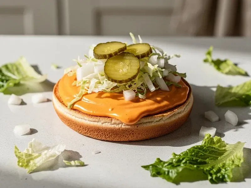 Step 6: Spread the remaining Big Mac sauce on the middle bun. Add the rest of the lettuc