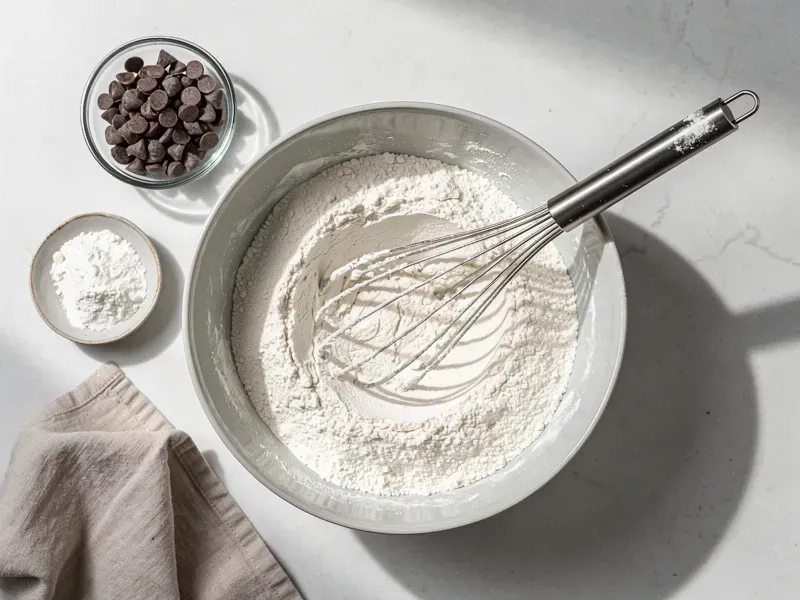 Step 2: Whisk together the flour, baking soda, and salt in a bowl. Set aside.