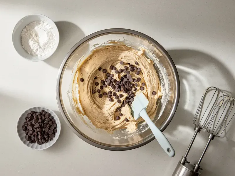 Step 5: Gradually add the flour mixture to the wet ingredients, mixing on low speed unti