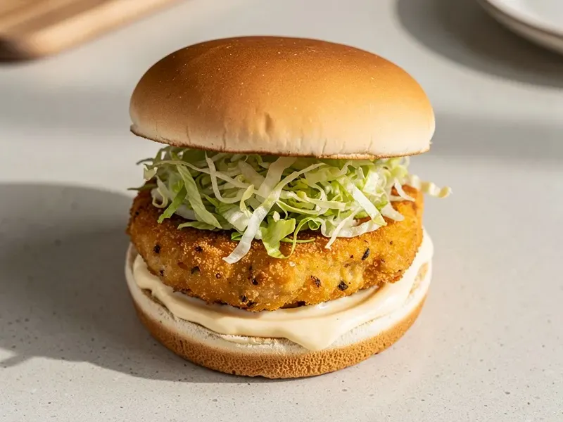 Step 6: Spread the mayonnaise on the bottom bun. Place the shredded lettuce on top of th