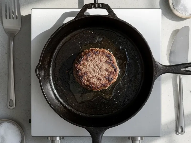 Step 2: Heat a cast iron skillet or flat griddle over medium-high heat until very hot, a