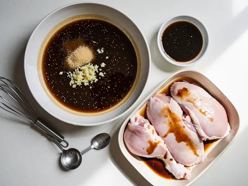 Step 1: In a bowl, whisk together the soy sauce, mirin, brown sugar, honey, grated ginge