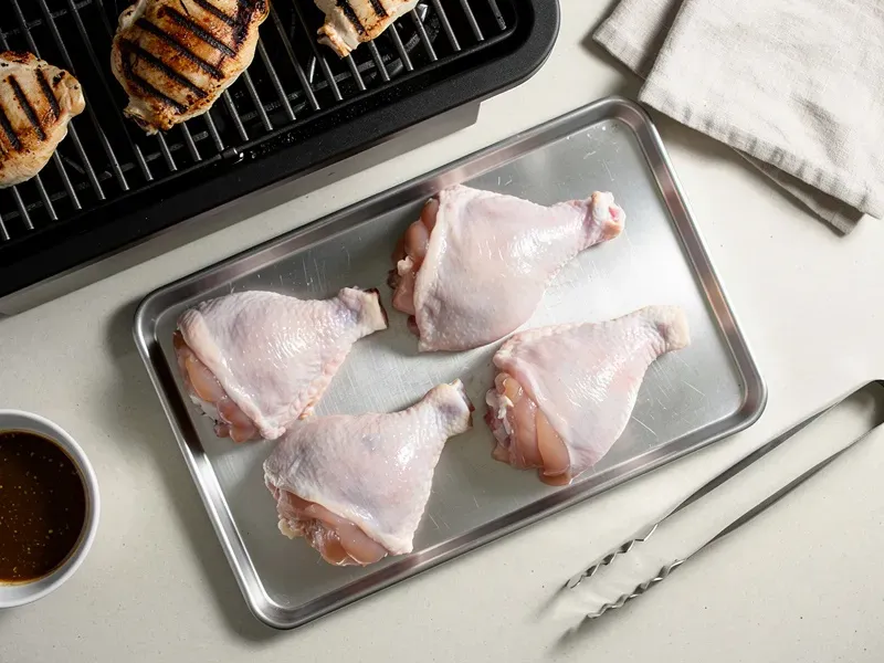 Step 3: Remove the chicken from the marinade and pat dry with paper towels. Discard the 