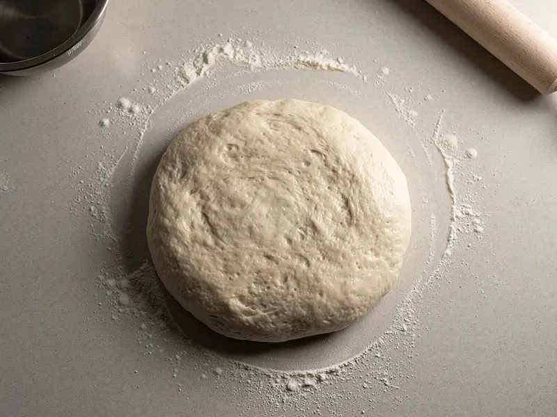 Step 2: Turn the dough out onto a lightly floured surface and knead for 10 to 12 minutes