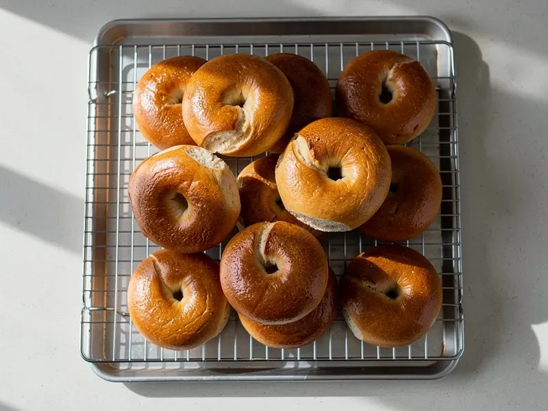 Step 7: Bake for 20 to 25 minutes, rotating the pan halfway through, until the bagels ar
