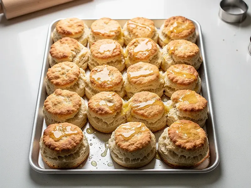 Step 7: Place biscuits on the prepared baking sheet so they are just touching. Bake for