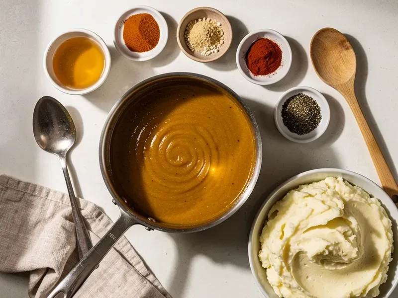 Step 4: Gradually whisk in the chicken broth. Add the paprika, garlic powder, onion powd