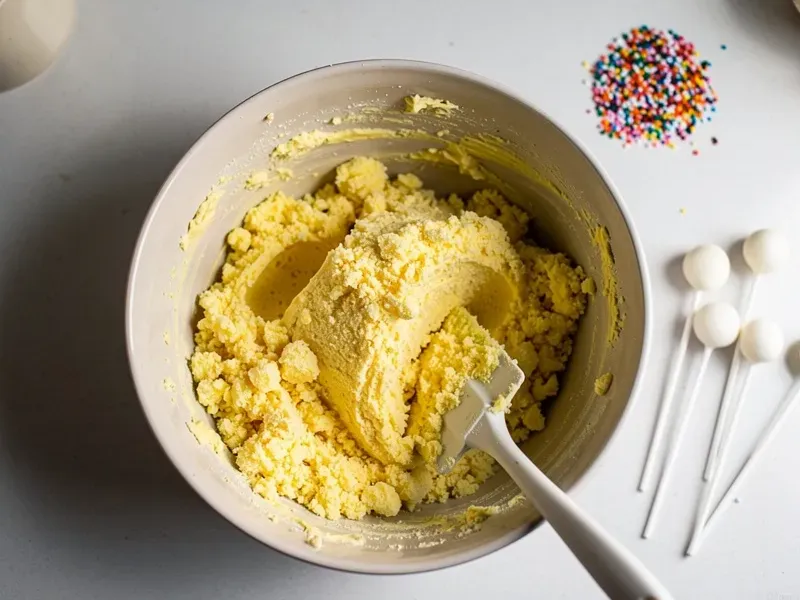 Step 3: Add the vanilla frosting to the cake crumbs and mix until the mixture holds toge