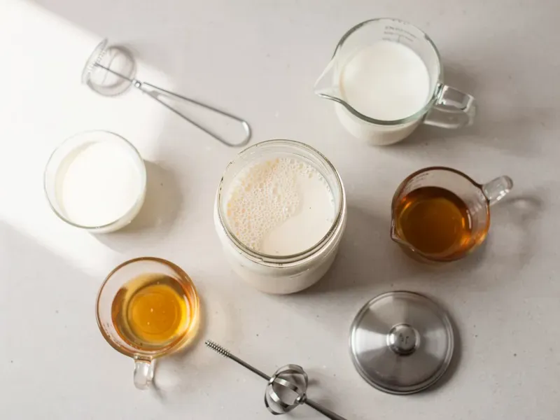 Step 3: Make the vanilla sweet cream by combining the heavy cream, 2% milk, and 2 tables