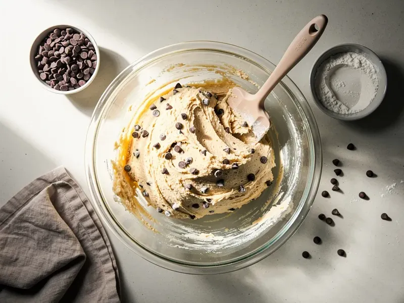 Step 4: Gradually mix the flour mixture into the wet ingredients until just combined. Fo