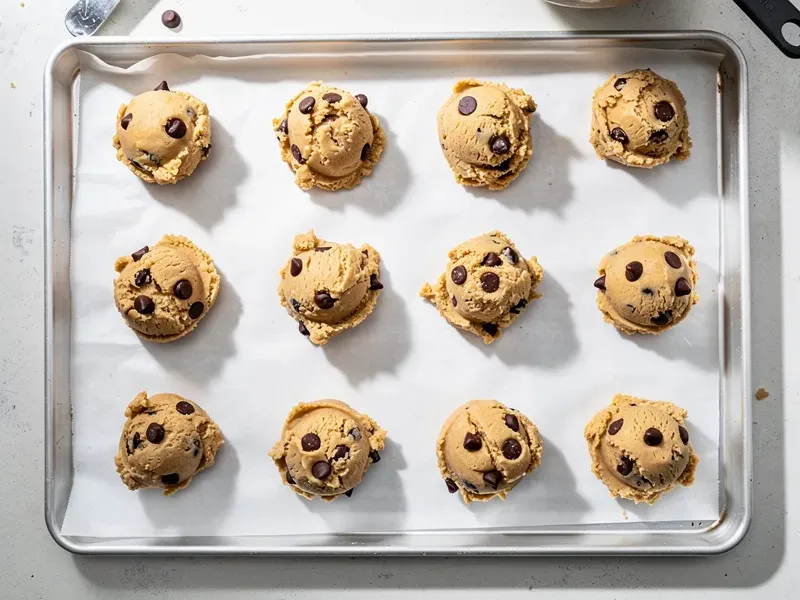 Step 5: Scoop generous tablespoons of dough (about 45g / 1.6 oz each) onto the prepared
