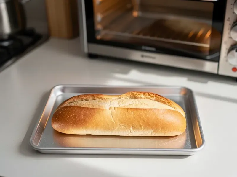 Step 1: Preheat the oven to 190C (375F). Place the sub roll on a baking sheet and bake f