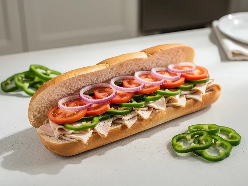 Step 6: Add the tomato slices, distributing them evenly across the turkey. Follow with t