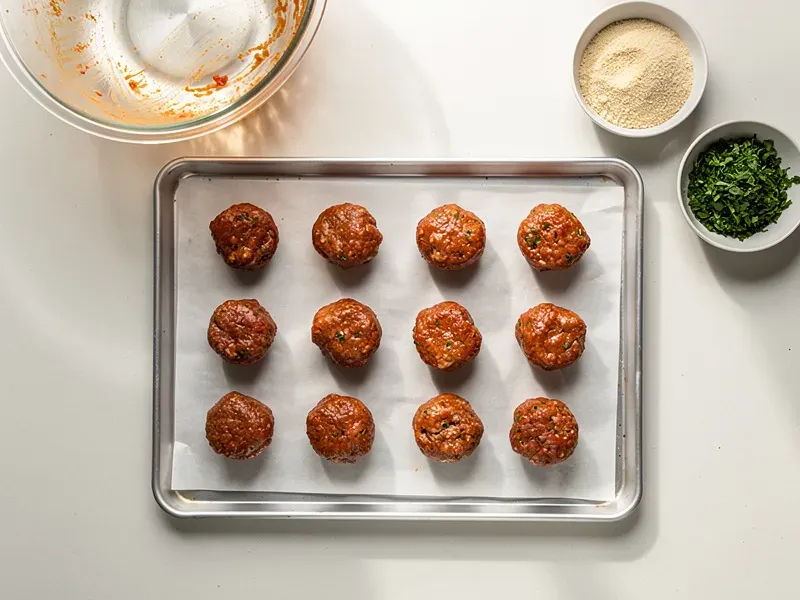 Step 3: Roll the mixture into meatballs about 3cm (1.25 inches) in diameter. You should