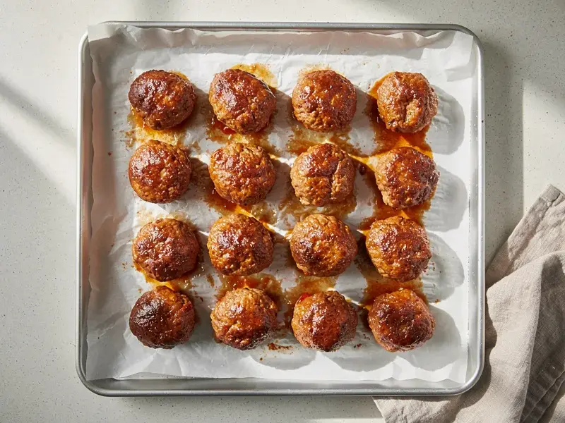 Step 4: Bake the meatballs for 15 to 18 minutes until browned on the outside and cooked
