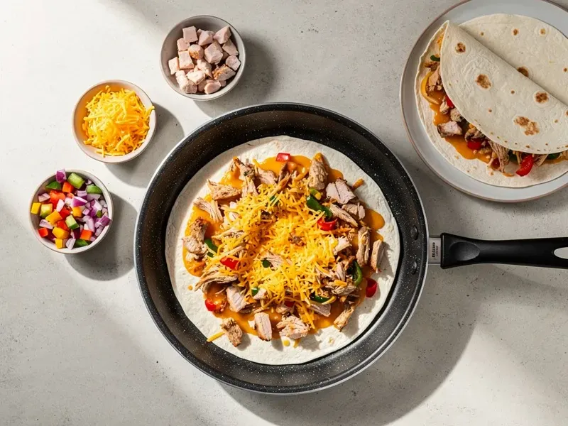 Step 6: Repeat with the second tortilla and remaining ingredients.