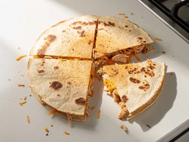 Step 7: Cut each quesadilla into thirds and serve immediately.