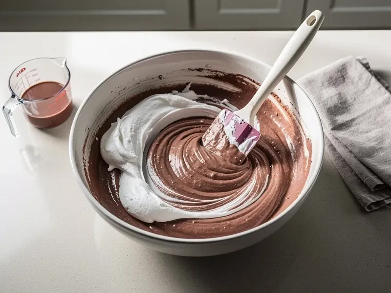 Step 3: Gently fold the whipped cream into the chocolate milk mixture until well combine