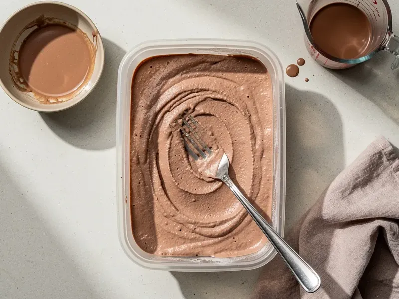 Step 4: Pour the mixture into a freezer-safe container and freeze for 2 hours, stirring