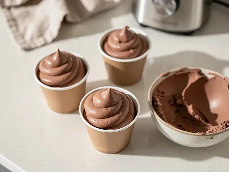 Step 5: When the Frosty reaches a thick, spoonable consistency (similar to soft serve),